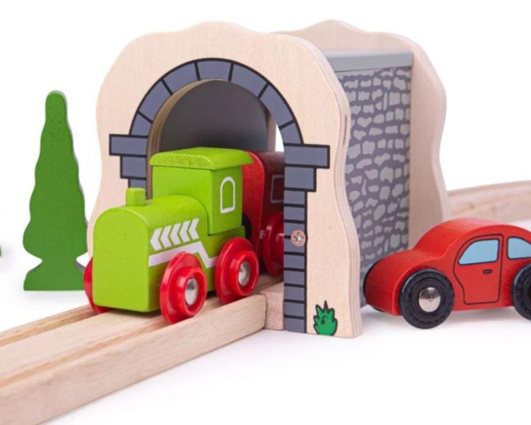 BIGJIGS Houten bergtunnel Treinen (bjt120) - SPADT - speelgoed met advies