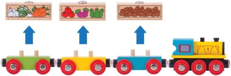BIGJIGS Houten trein groenten en fruit (bjt180) - SPADT - speelgoed met advies