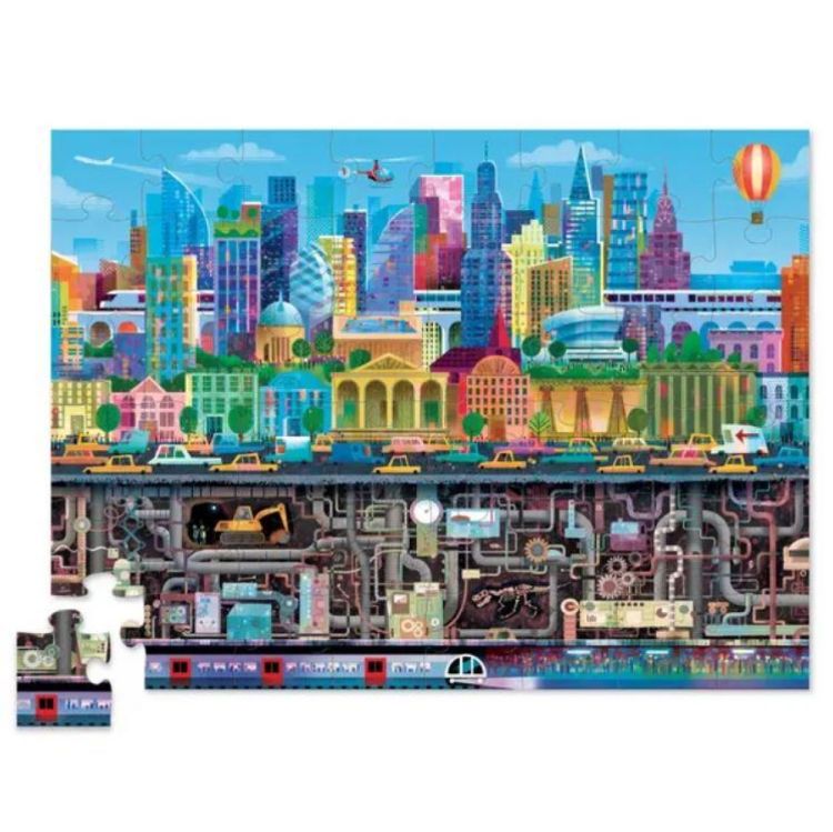 Crocodile Creek Vloerpuzzel Above/Below 'Grote Stad' (48) (CC76007) - SPADT - speelgoed met advies