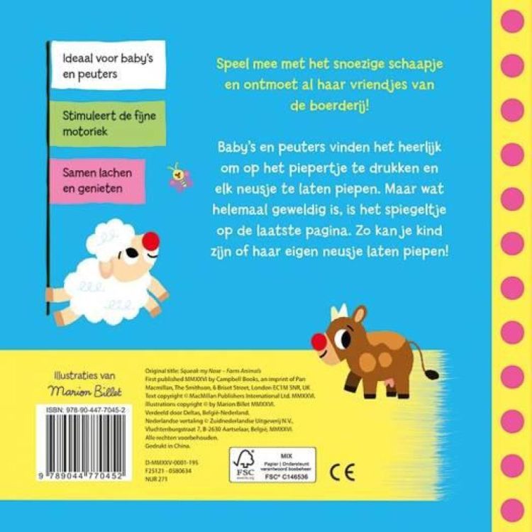 Deltas Uitgeverij Druk op mijn Neusje 'Dieren van de Boerderij' (0580634) - SPADT - speelgoed met advies