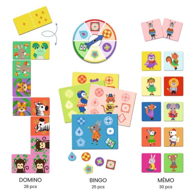 Djeco Bingo, domino, memory 'Little Friends' (dj08143) - SPADT - speelgoed met advies