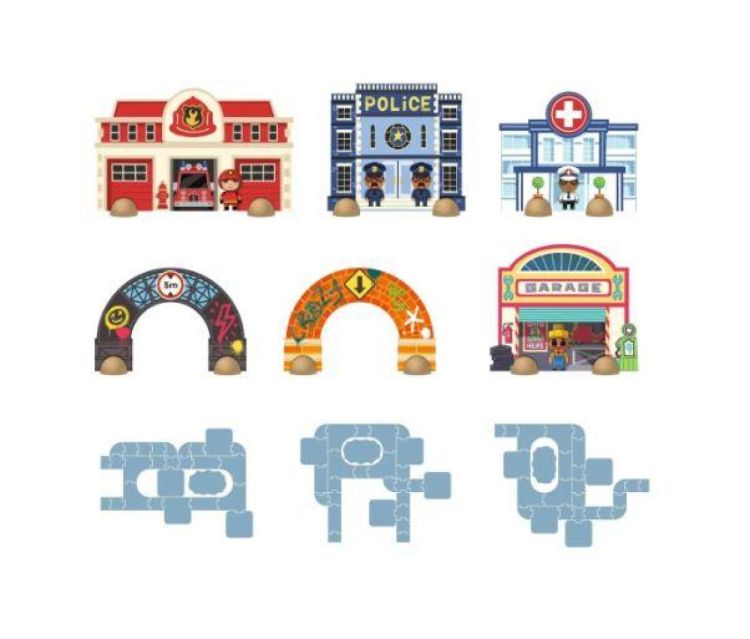 Djeco Crazy Motors 'Puzzle Up City' (dj05499) - SPADT - speelgoed met advies