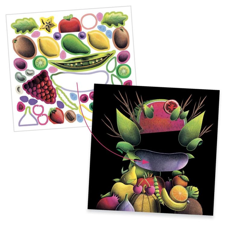 Djeco Creatief met Stickers 'Groenten en Fruit' (dj09370) - SPADT - speelgoed met advies