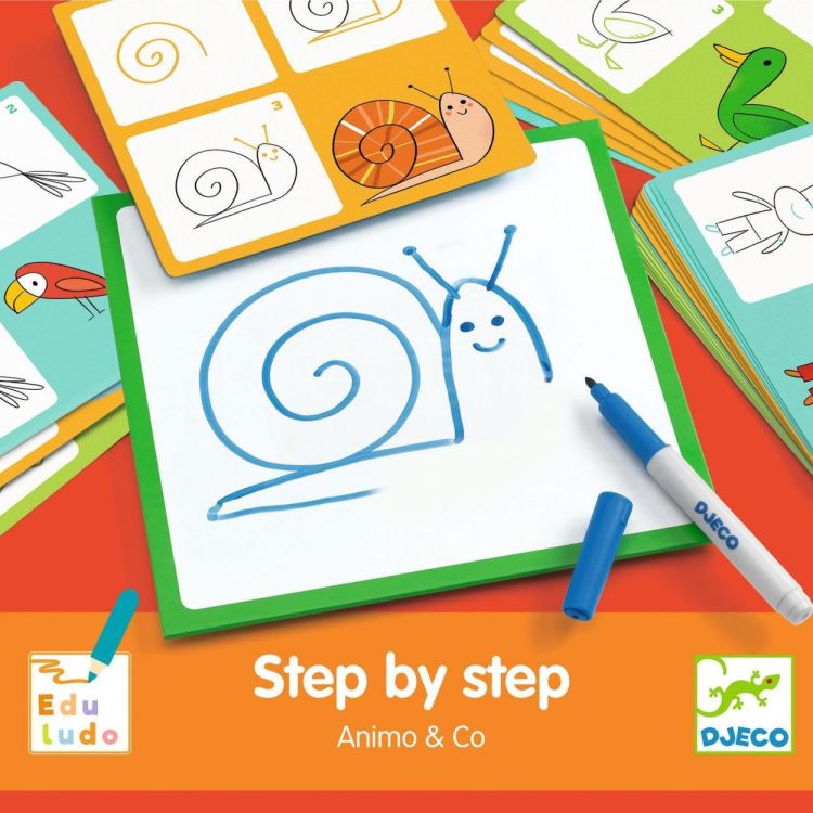 Djeco Eduludo 'Stap voor Stap Tekenen: Animals & Co (dj08319) - SPADT - speelgoed met advies