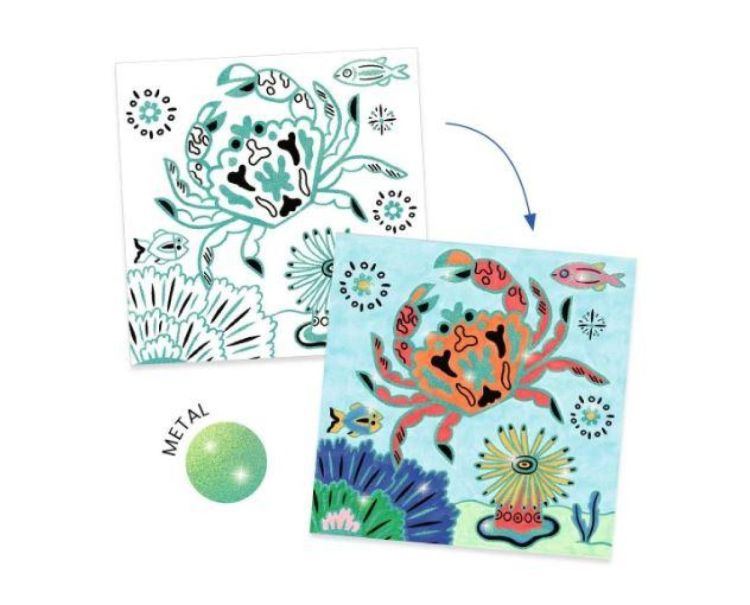 Djeco Glinsterende Kleurplaten. Onder Zee (dj09698) - SPADT - speelgoed met advies