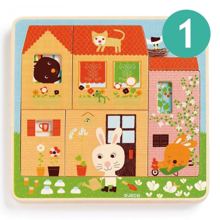 Djeco Houten Puzzel 'Chez Carrot' (3 lagen) (dj01480) - SPADT - speelgoed met advies