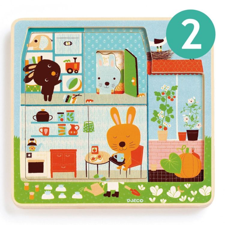 Djeco Houten Puzzel 'Chez Carrot' (3 lagen) (dj01480) - SPADT - speelgoed met advies