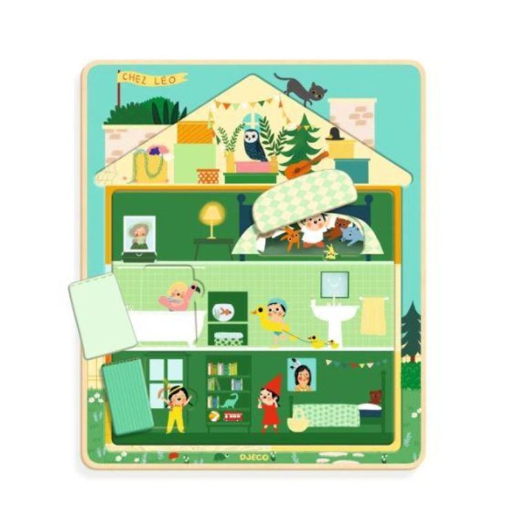 Djeco Houten Puzzel 'Chez Leo' (3 lagen) (dj01489) - SPADT - speelgoed met advies