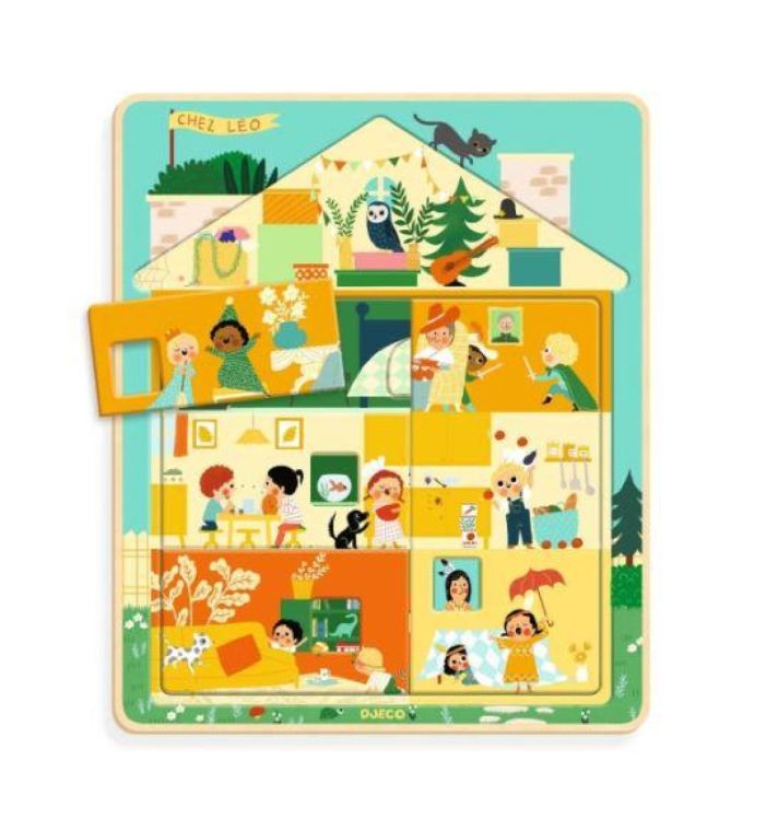 Djeco Houten Puzzel 'Chez Leo' (3 lagen) (dj01489) - SPADT - speelgoed met advies