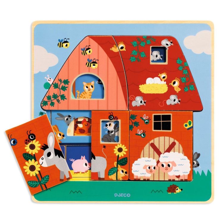 Djeco Houten Puzzel 'Chez-Moo' (3 lagen) (dj01482) - SPADT - speelgoed met advies