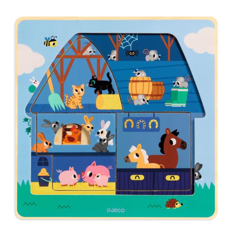 Djeco Houten Puzzel 'Chez-Moo' (3 lagen) (dj01482) - SPADT - speelgoed met advies