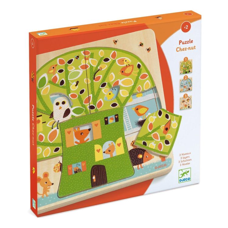 Djeco Houten Puzzel 'Chez-Nut' (3 lagen) (dj01481) - SPADT - speelgoed met advies