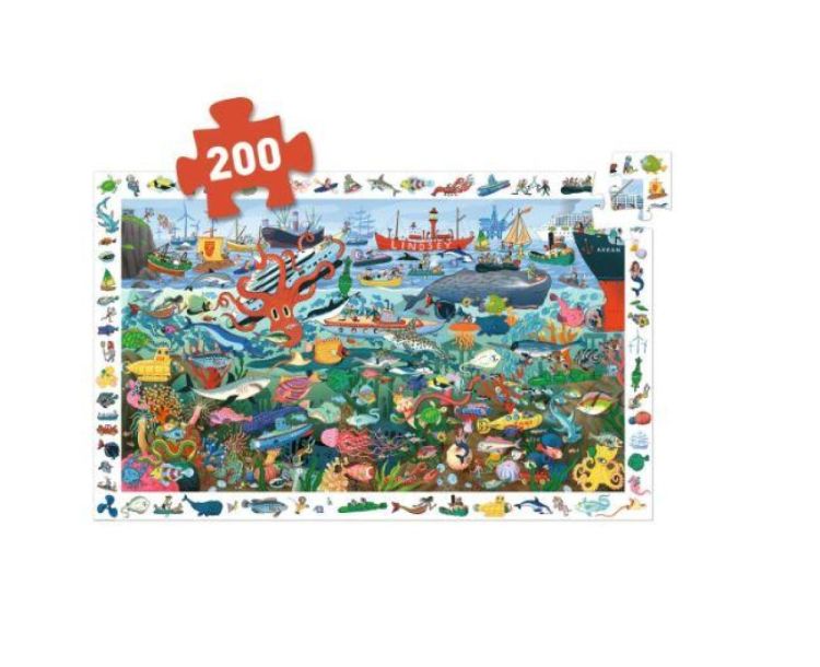 Djeco Observatiepuzzel 'De Geheimen van de Zee' (200) (dj07460) - SPADT - speelgoed met advies