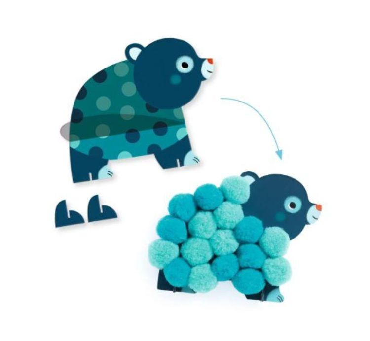 Djeco Pom pons Collage Dieren (dj00049) - SPADT - speelgoed met advies