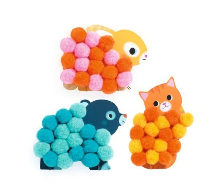 Djeco Pom pons Collage Dieren (dj00049) - SPADT - speelgoed met advies