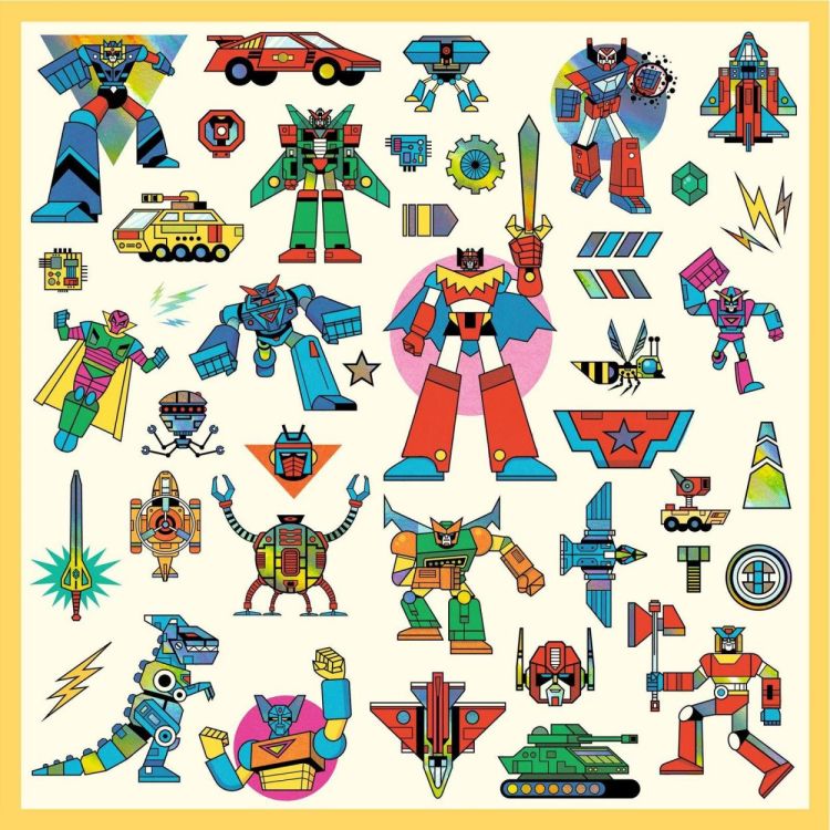 Djeco Textuurstickers 'Robots' (160) (dj09276) - SPADT - speelgoed met advies