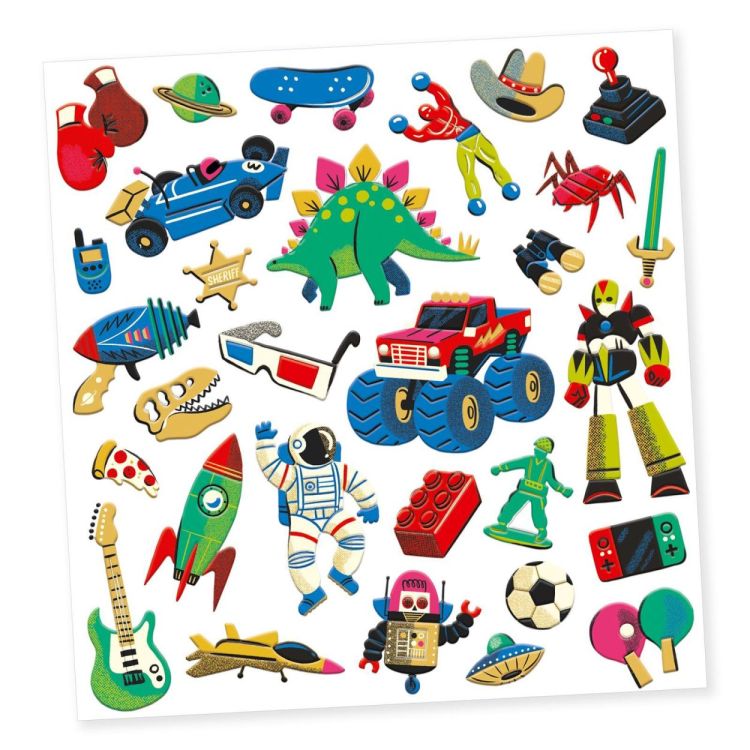 Djeco Volumestickers 'Retro Toys' (30) (DJ09263) - SPADT - speelgoed met advies