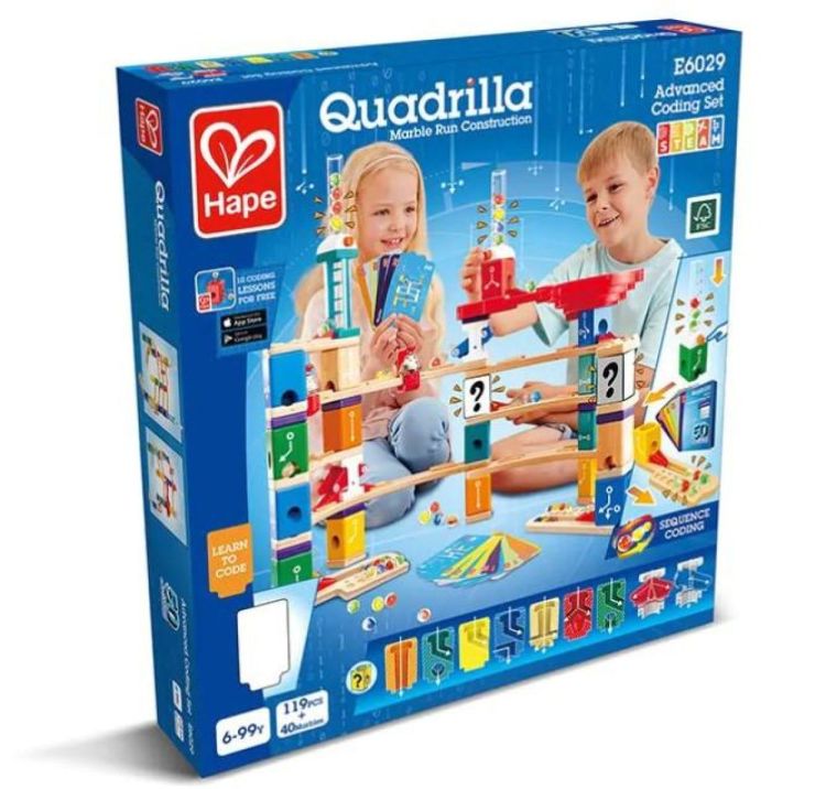 Hape Quadrilla Knikkerbaan 'Advanced Coding Set' (E6029) - SPADT - speelgoed met advies