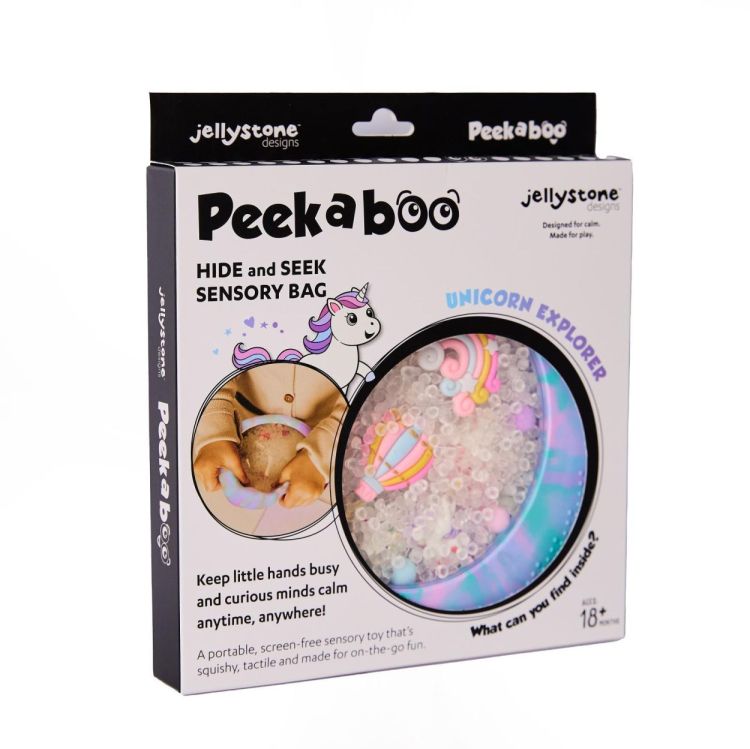 Jellystone Designs Peekaboo Sensory Bag 'Eenhoorns' (JS-PBUN) - SPADT - speelgoed met advies