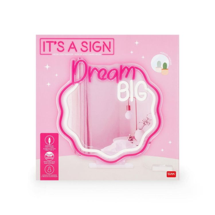 Legami It's a Sign Mirror Neon Led Lamp Dream Big (NLM0001) - SPADT - speelgoed met advies
