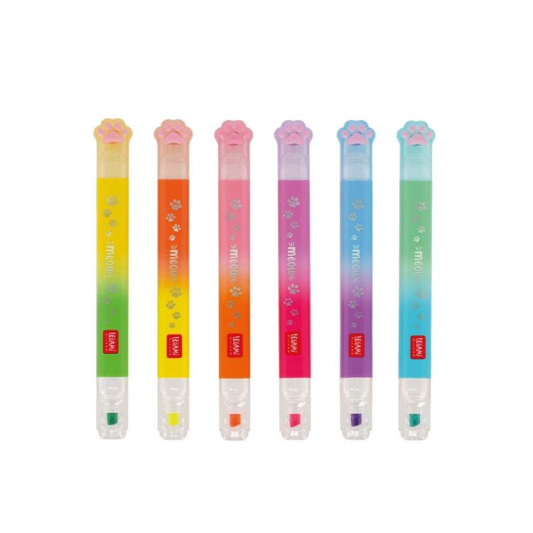 Legami Set van 6 Dubbelzijdige fluostiften Meow (MHL0002) - SPADT - speelgoed met advies