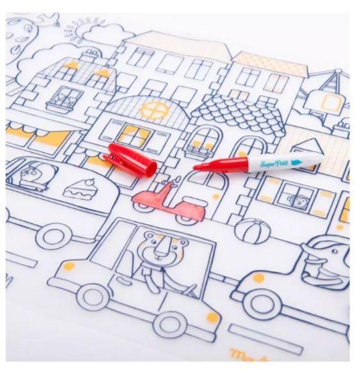 Moulin Roty Kleurmat Placemat 'Les Popipop' (661616) - SPADT - speelgoed met advies