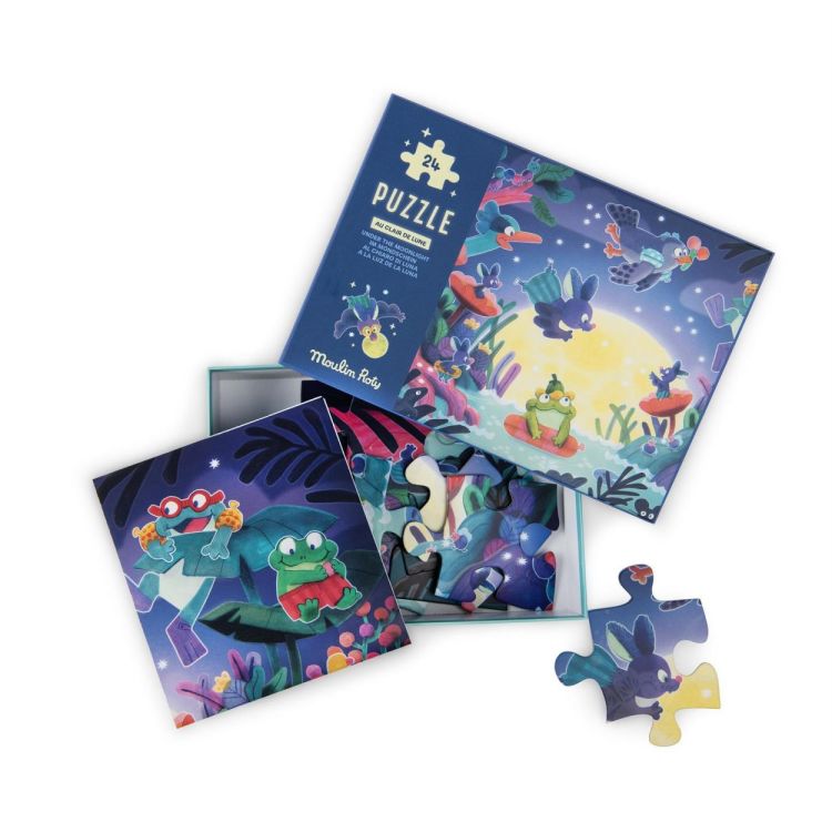 Moulin Roty Puzzel glow in the dark In het maanlicht (24 st) La mare (689401) - SPADT - speelgoed met advies