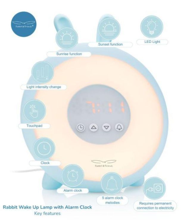 Rabbit & Friends Wake Up Lamp Rabbit Blauw (52-0039) - SPADT - speelgoed met advies