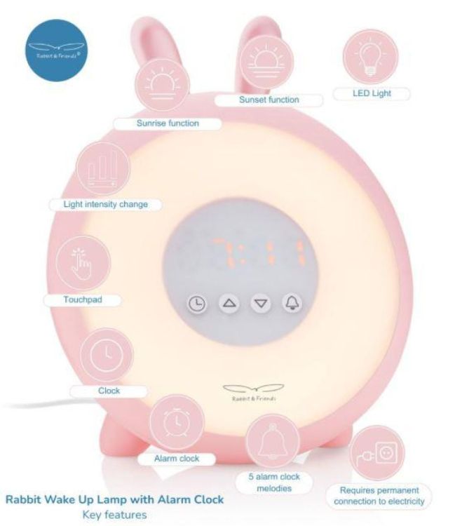 Rabbit & Friends Wake Up Lamp Rabbit Roze (52-0069) - SPADT - speelgoed met advies