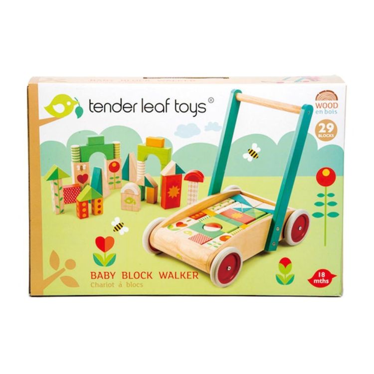 Tender Leaf Toys Houten Loophulp/loopwagen met blokken (4608464) - SPADT - speelgoed met advies