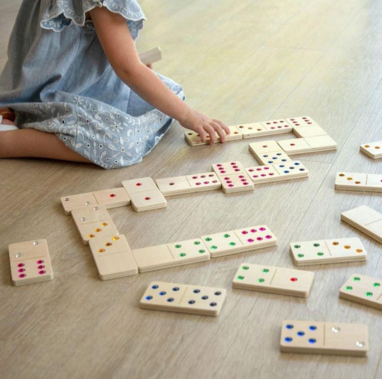 TickiT Houten Edelstenen Domino (74091) - SPADT - speelgoed met advies