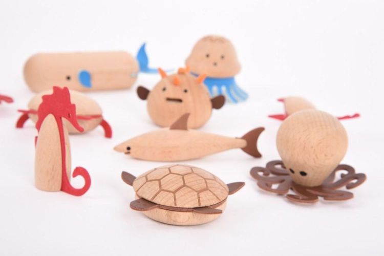 TickiT Houten Figuren 'Zeedieren' (73518) - SPADT - speelgoed met advies