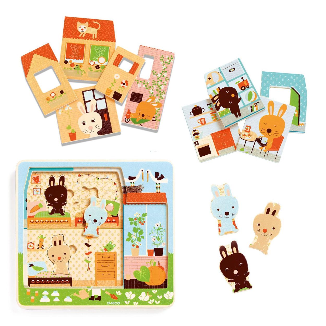 Djeco Houten Puzzel 'Chez Carrot' (3 lagen) (dj01480) - SPADT - speelgoed met advies
