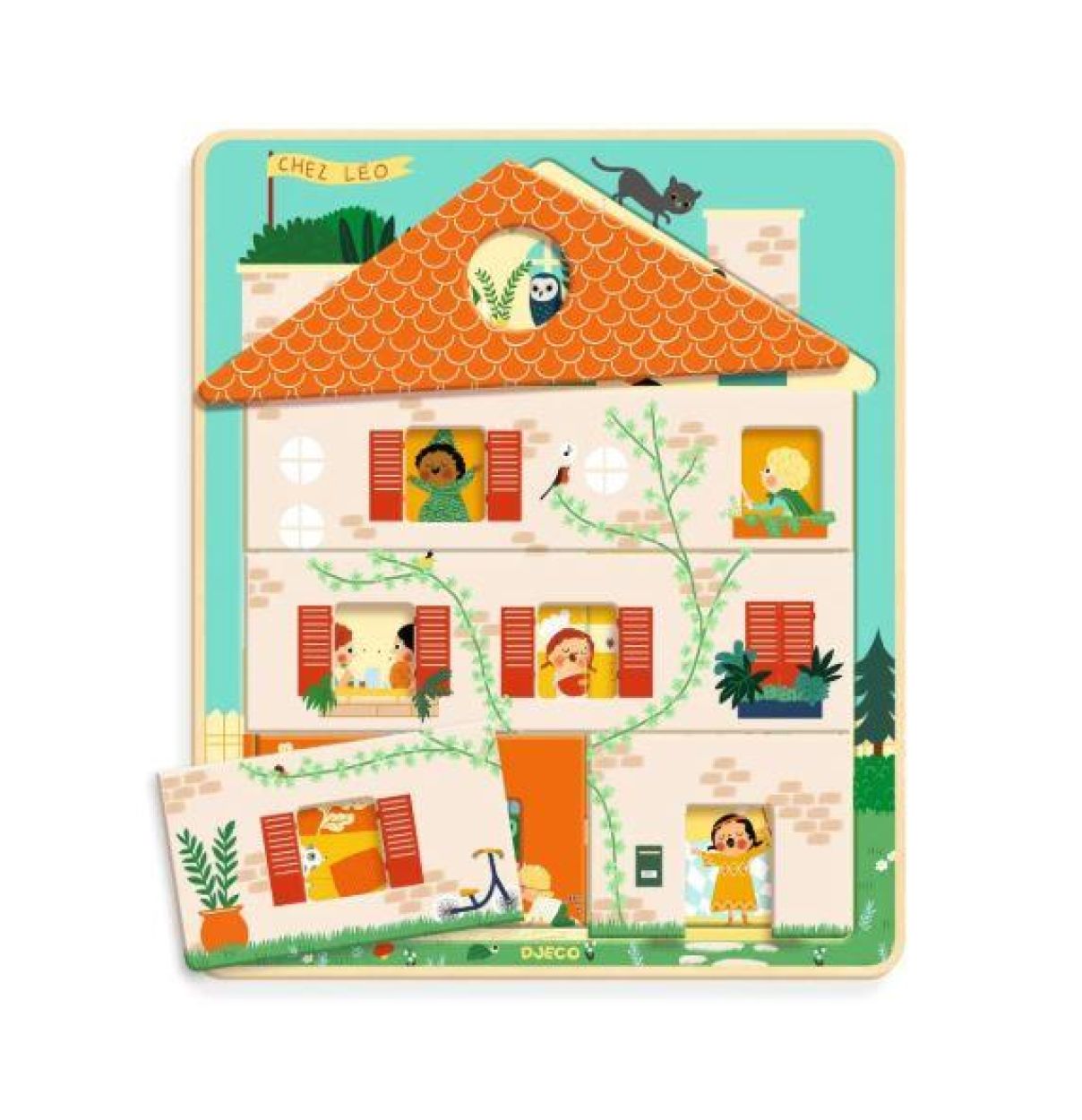 Djeco Houten Puzzel 'Chez Leo' (3 lagen) (dj01489) - SPADT - speelgoed met advies
