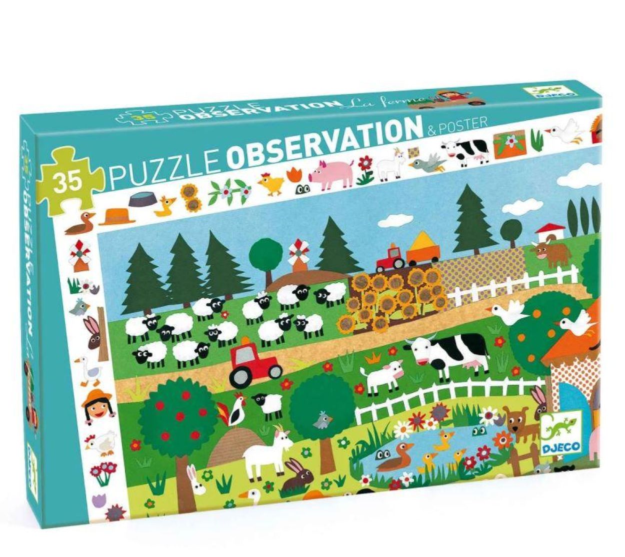 Djeco Observatiepuzzel 'Boerderij' (35) (dj07591) - SPADT - speelgoed met advies