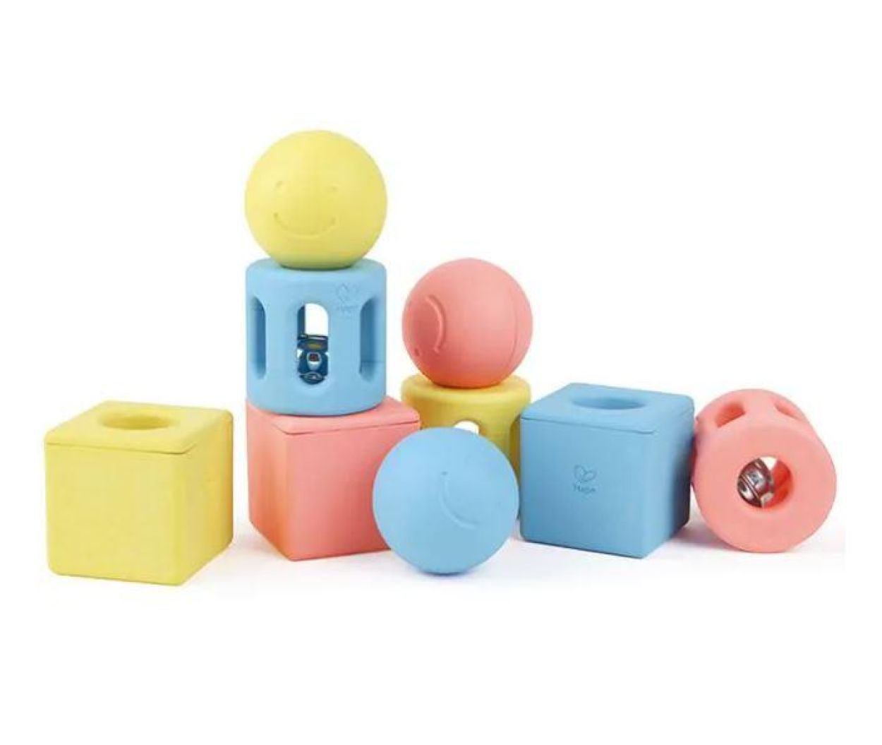 Hape Set Geometrische Rammelaren (E0456) - SPADT - speelgoed met advies