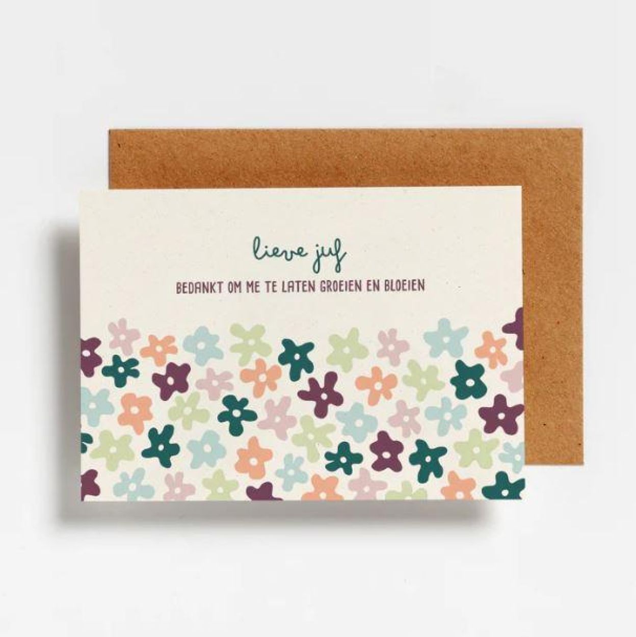 Hello August Postkaartjes Wenskaart 'Lieve Juf Bedankt om me te laten groeien en bloeien' (4713) - SPADT - speelgoed met advies