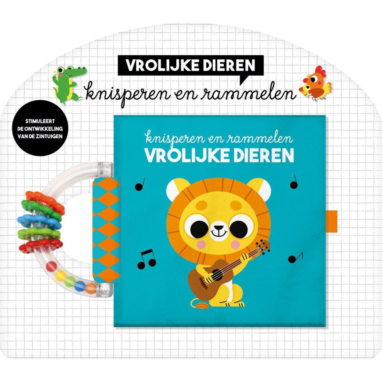 Image Books Knisperboek met bijtring 'Vrolijke Dieren' (OC1104690) - SPADT - speelgoed met advies