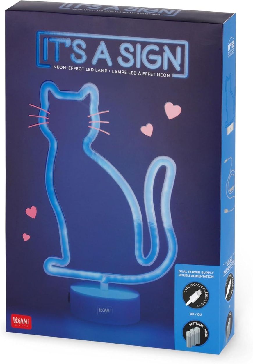 Legami It's a Sign Neon Led Lamp Kitty (LL0012) - SPADT - speelgoed met advies
