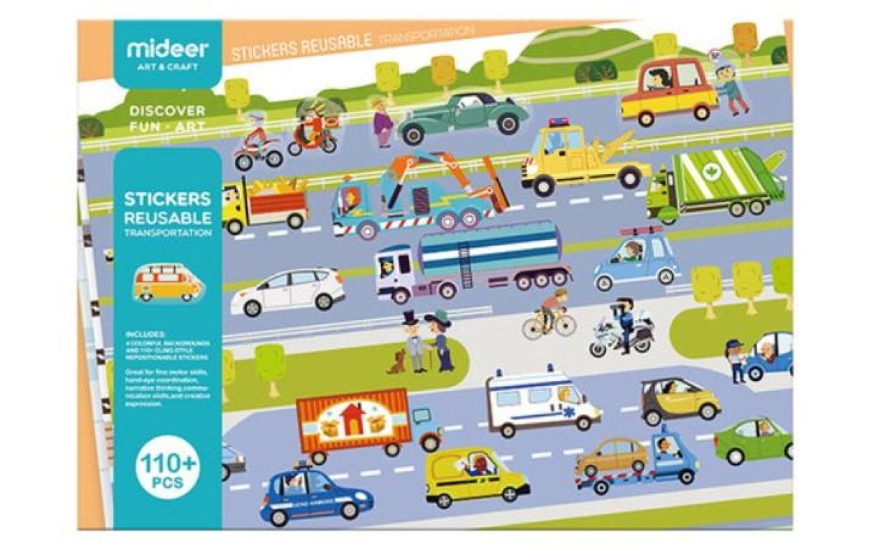 Mideer Herbruikbare Stickers Transport (MD1016) - SPADT - speelgoed met advies