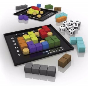 Het spelbord van The Genius Square breinbreker voor 1 tot 2 spelers